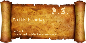 Malik Blanka névjegykártya
